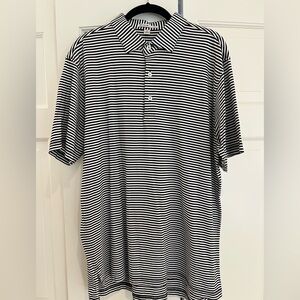 Peter Millar Black and White Striped Polo Shirt